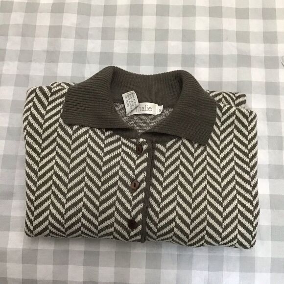 THALIE chunky knit wool blend sweater small neutral tones fall winter co… - Picture 9 of 15